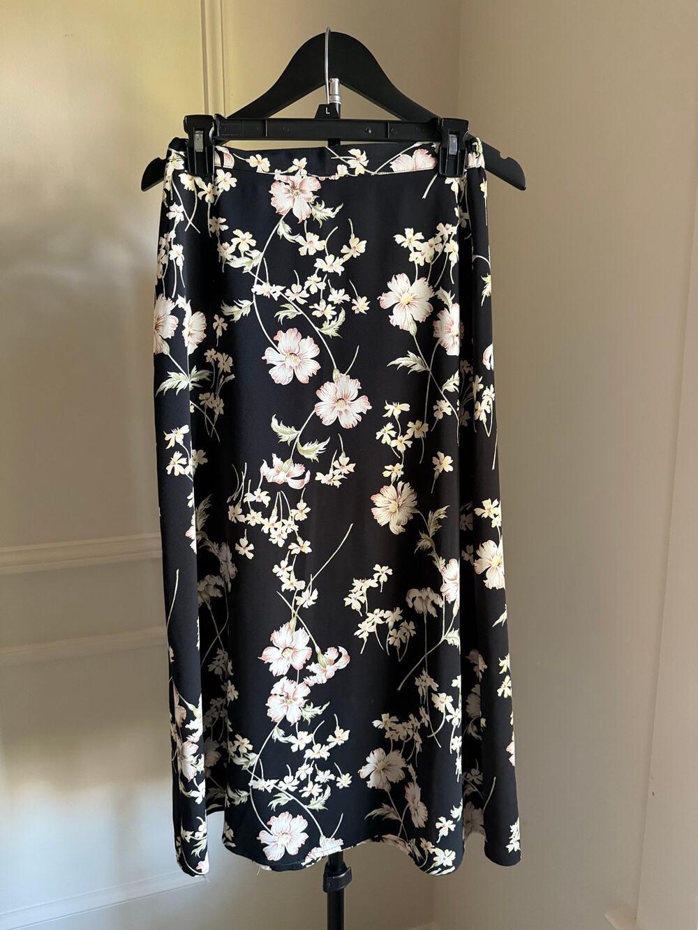 Botanical Floral Midi Skirt Black Romantic Teacher Librarian Cottagecore Size 6
